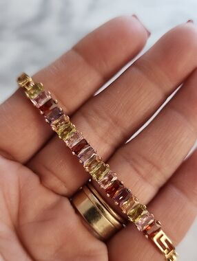 Multi-colored Cubic Zirconia Gold Plated Bracelet